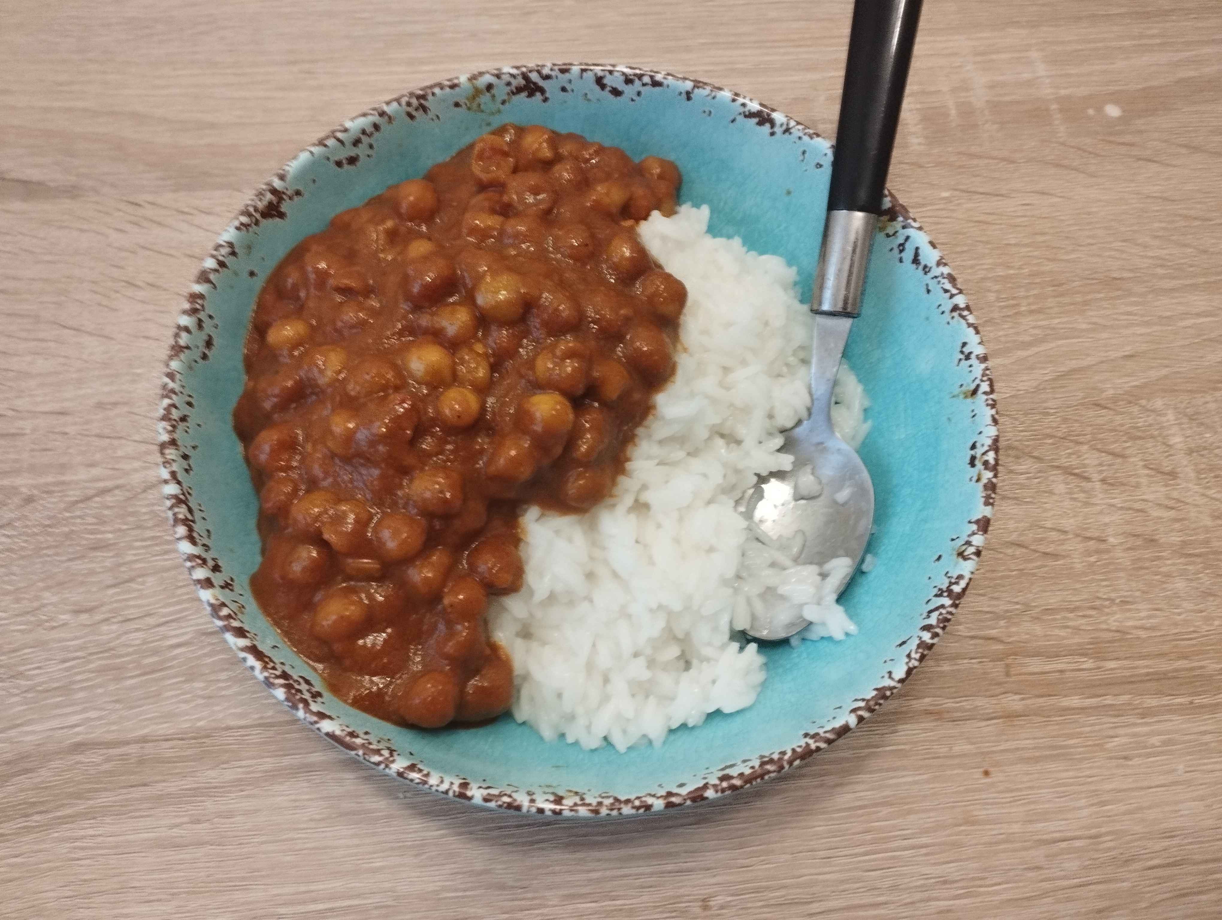 Chana masala served with rice